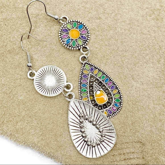 3/$15 Bohemian Mandala Dangle Earrings - Multi - Picture 4 of 10